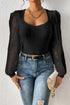 Frenchy Contrast Lace Bishop Sleeve Bodysuit